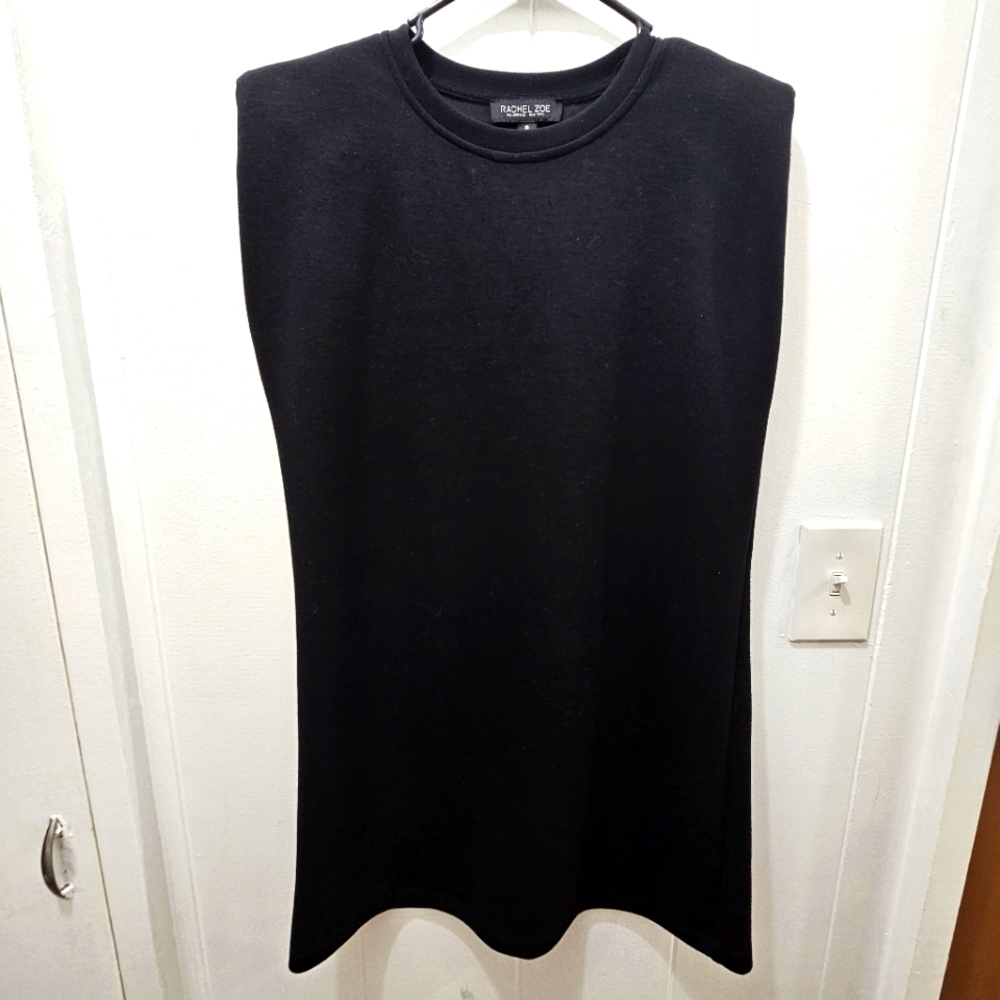 Rachel Zoe Black Short Crew Neck Soft Structured Dress